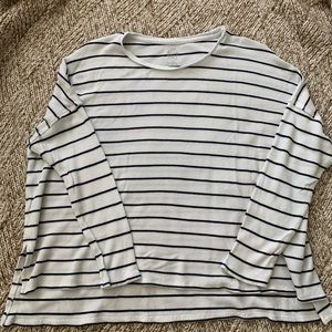 Oversized crop striped waffle knit long sleeve